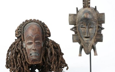 Two African wood and rope tribal masks