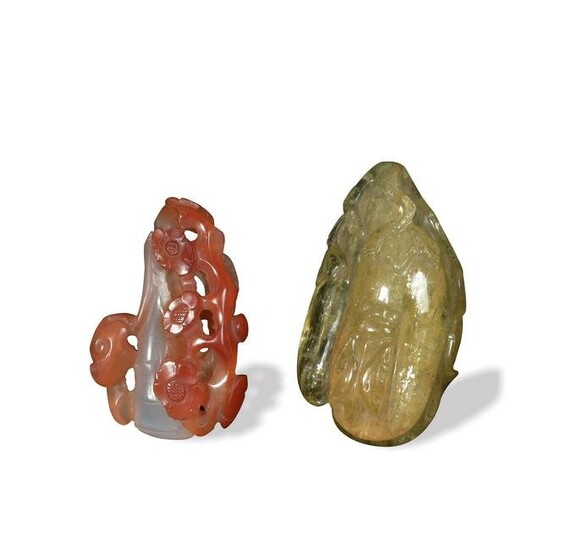 Two Agate and Tourmaline Toggles, 18-19th Century