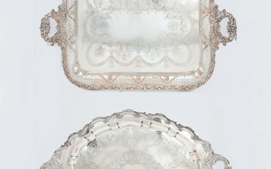 Two American and English electroplate tea trays