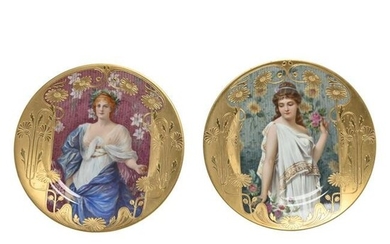 Two Art Nouveau German Porcelain Cabinet Plates.