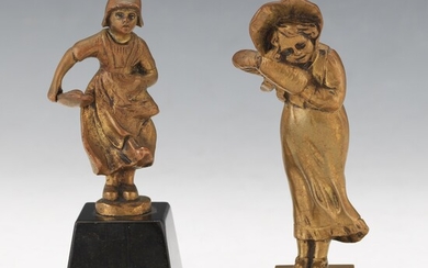 Two Bronze Cabinet Sculptures of Young Women