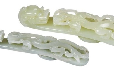Two Chinese Carved Jade Belt Hooks