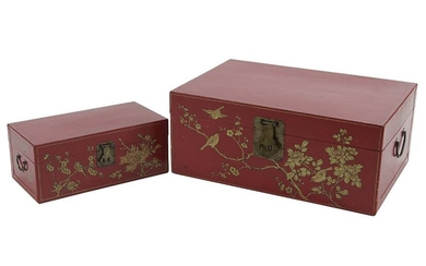 Two Chinese Gilt Lacquered Trunks.