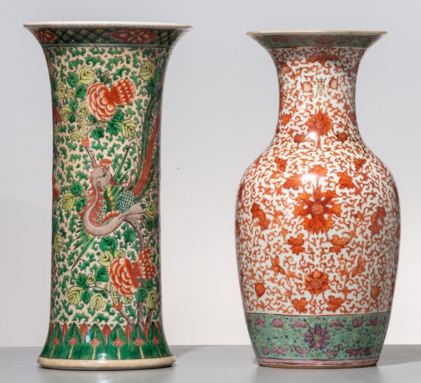 Two Chinese vases, 19thC, H 44,5 cm