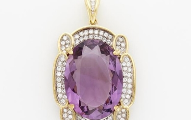 Two-Color Gold, Amethyst and Diamond Pendant