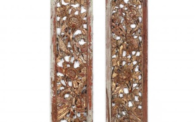 Two of Chinese Architectural Carved and Gilt Panels