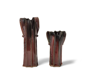 Two studio ceramic flower vases