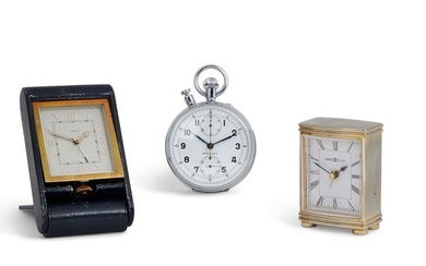 Two travel clocks and a stopwatch