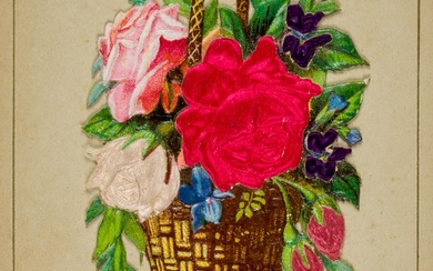 Unknown (20th), Greeting card with roses, around 1900, Congratulations billet
