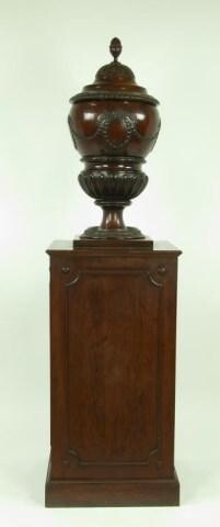 Urn Form Mahogany Knife Box on Pedestal