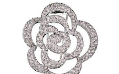 Van Cleef & Arpels 18K White Gold Diamond Orchid 5.00cts Brooch