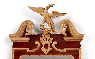 Very Fine George III Parcel-Gilt and Figured Mahogany 'Constitution' Looking Glass, Circa 1765