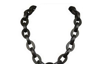 Victorian Gutta Percha Chain Link Mourning Necklace
