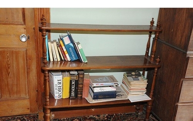 Victorian mahogany three tier open book shelf with vase shap...