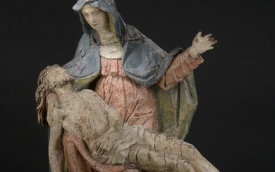 Vierge de Pitié en bois sculpté et polychromé,... - Lot 60 - Oger - Blanchet
