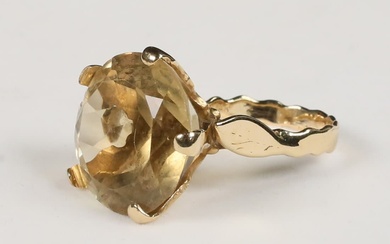 Vintage 14k Gold & Citrine Cocktail Ring