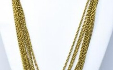 Vintage 8 Strand Gilt Metal Mughal Style Necklace