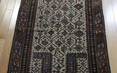 Vintage And Finely Hand Knotted Caucasian Carpet