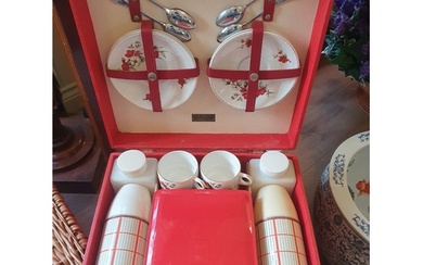 Vintage Braxton Cased Picnic Set including flasks, cups, pla...