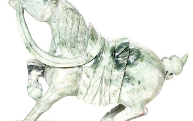 Vintage Chinese Spinach Jade Tang Dynasty War Horse