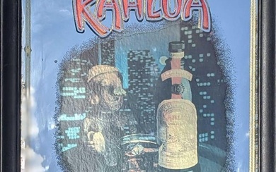 Vintage Kahlua Bar Mirror Sign Black Russian Man Cave