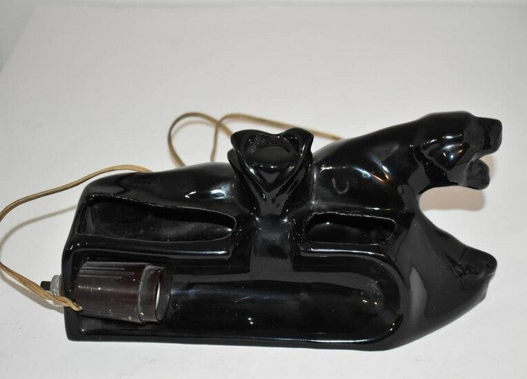 Vintage Mid-century Black Panther Mini TV Lamp Lighted