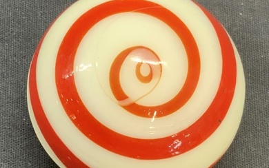 Vintage Milk Glass Red Swirl Knob