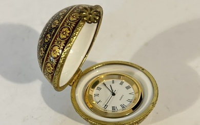 Vintage Past Times Clock In Trinket Box Ball Finest Porcelain needs bat