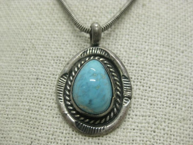 Vintage Southwestern Sterling Turquoise Necklace