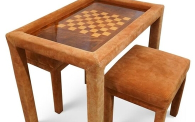 Vintage Suede Chess/Backgammon Game Table