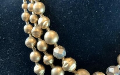 Vintage Triple Strand Gold toned Necklace