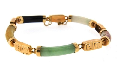 WONDERFUL Chinese 14k Gold & Jade Bracelet Circa 1970!