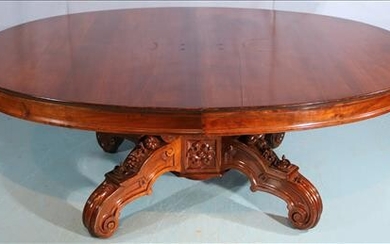 Walnut rococo breakfast table with heavy carving