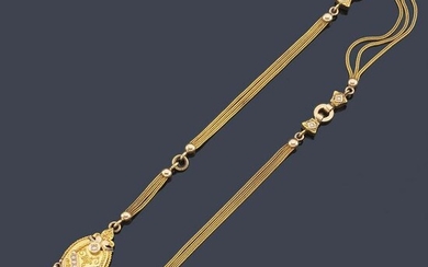 Watch chain in 18K yellow gold with pearl beads and