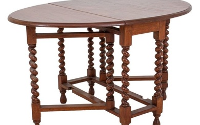 William & Mary Style Oak Side Drop-Leaf Table