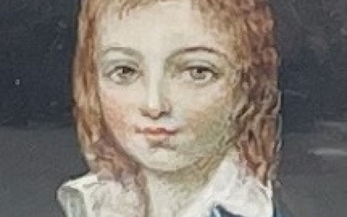 XIXe SIECLE Portrait de Louis XVII, fils de Louis XVI et Marie-Antoinette Miniature Monogramme ER...