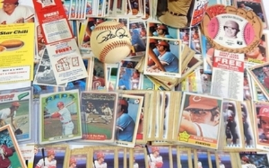 Pete Rose Baseball Cards and Collectibles with Signed Baseball, 1970s/80s