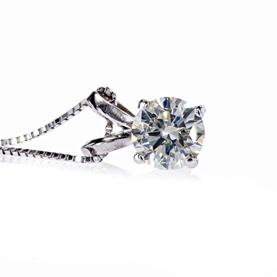 0.62 Ct Round Diamond Pendant - 14 kt. White gold - Necklace with pendant Diamond - No Reserve