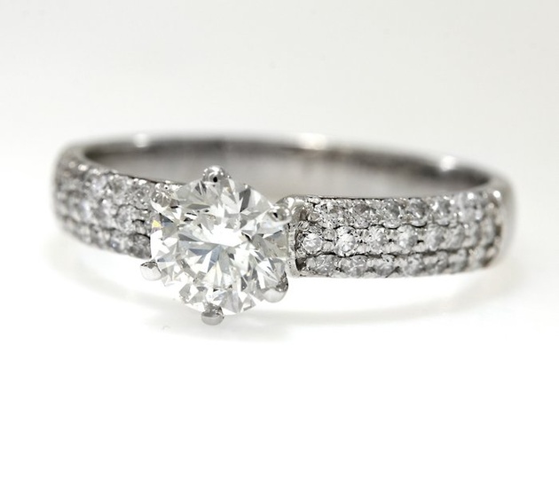 0.70 crt D SI2 Natural Diamond Designer Ring Diamond & 0.40 ct D-F VS1/VS2 - 14 kt. White gold - Ring Diamond - Diamonds