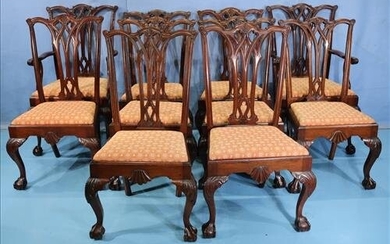 10 Chippendale dining chairs with ball and claw feet