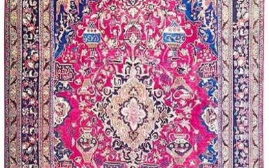 10' x 12' Red Semi Antique Persian Kashmar Exotic Rug 71814