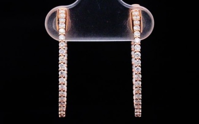1.00ctw Diamond and 14K Rose Gold Hoop Earrings