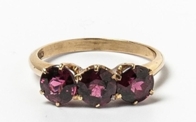 Antique 14kt Gold and Garnet Three-stone Ring