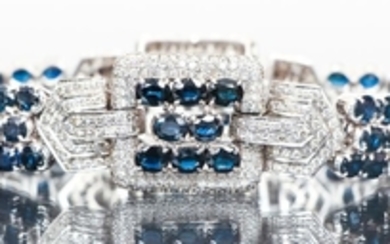 Art Deco Style Diamond and Sapphire Bracelet