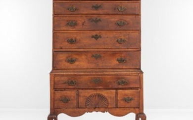 Carved Maple High Chest of Drawers
