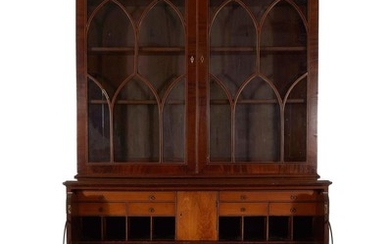 Federal inlaid mahogany secretary bookcase