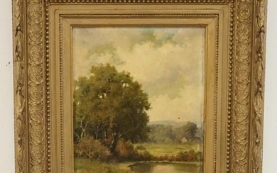 OIL PAINTING ON BOARD OF A LUSH EUROPEAN COUNTRYSIDE