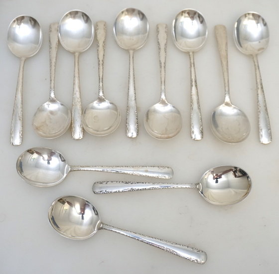 12 GORHAM STERLING SILVER SOUP SPOONS