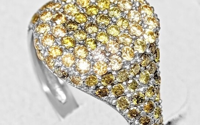 1.34 Carat Fancy Mix Color Diamonds Signature - 14 kt. White gold - Ring - NO RESERVE