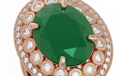 13.85 ctw Certified Emerald & Diamond Victorian Ring 14K Rose Gold
